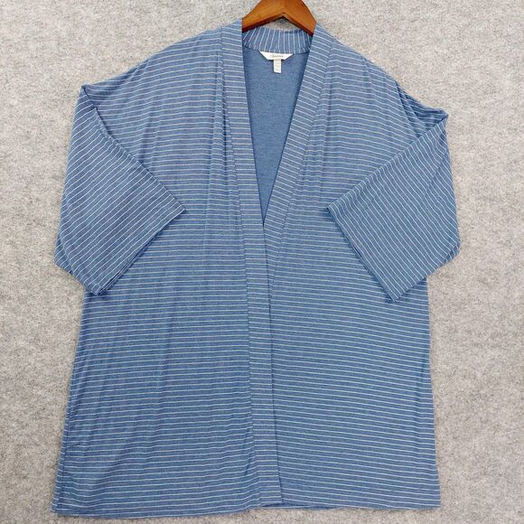 Soma House Jacket Sz XL Blue White Striped Leisurewear Lightweight Lounge Kimono - Picture 9 of 10